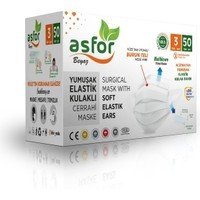 asfor 3 Katlı Meltblown Bez Lastikli Cerrahi Maske 50’li Paket (Beyaz)