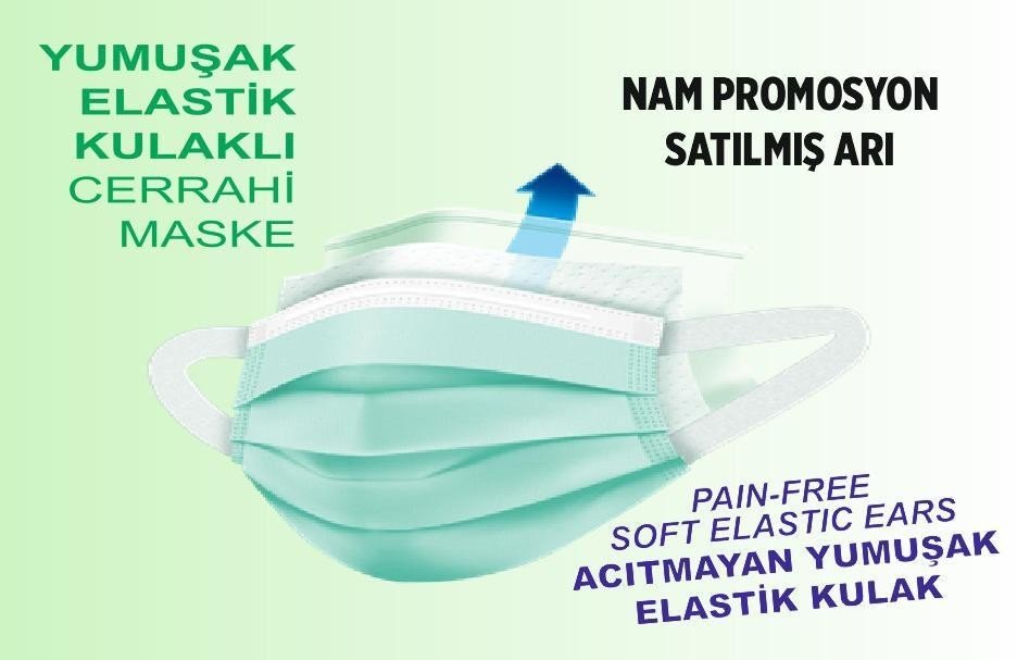 asfor 3 Katlı Meltblown Bez Lastikli Cerrahi Maske 50’li Paket (Yeşil)