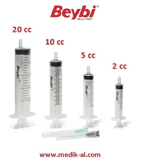 Beybi 2 & 5 & 10 & 20 cc Yeşil & Siyah  Enjektör  Şırınga