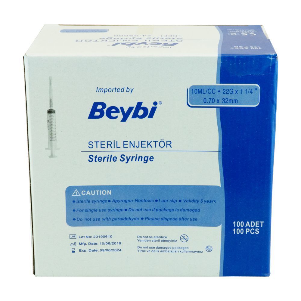 Beybi  5 cc Steril 3P Siyah Uç Enjektör 100 Adet