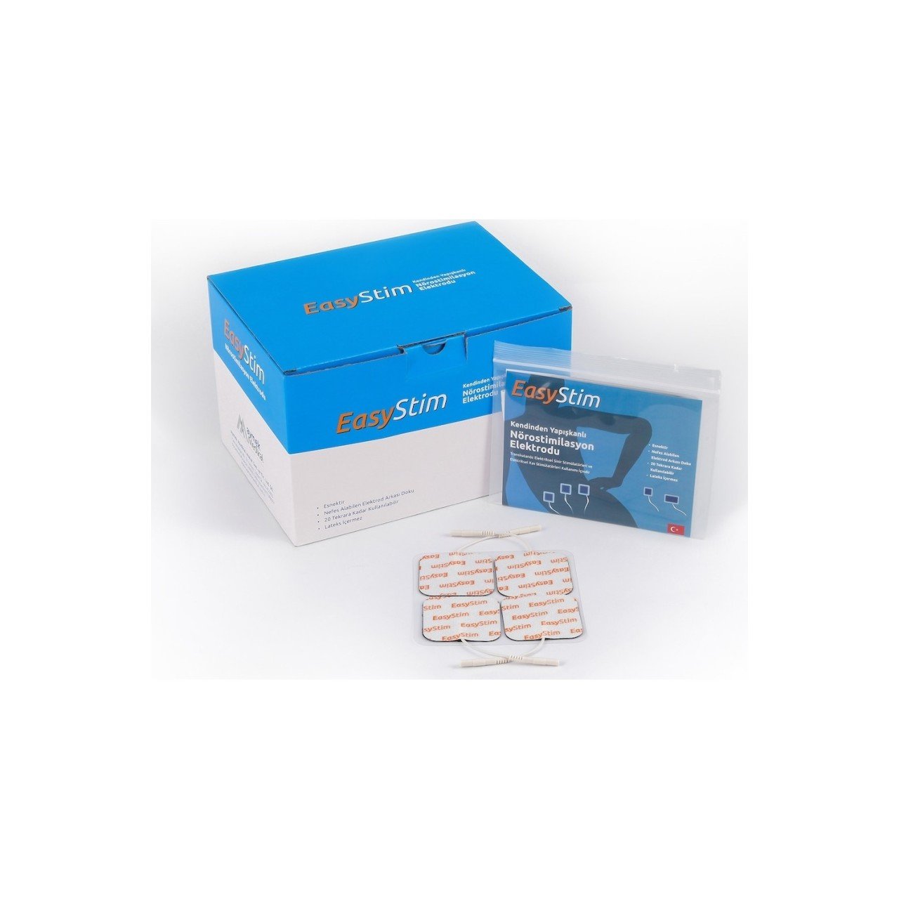EasyStim Nörostimilasyon Elektrodu x 5cm x 5cm (Kendinden Yapışkanlı) 4’lü Paket