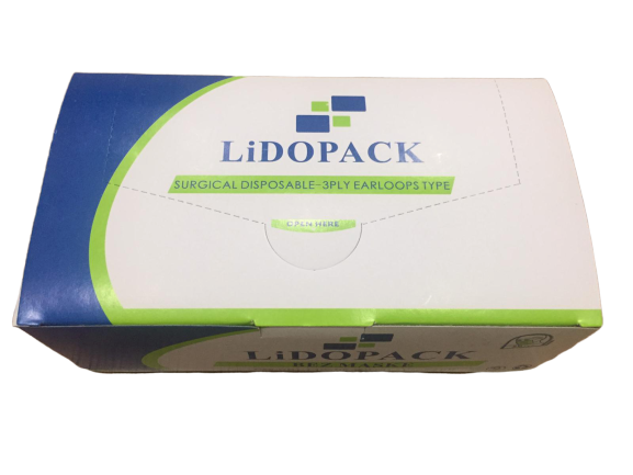 LİDOPACK Lastikli Cerrahi Bez Ağız Burun Maskesi 1 Paket (50’li, 2 Katlı)