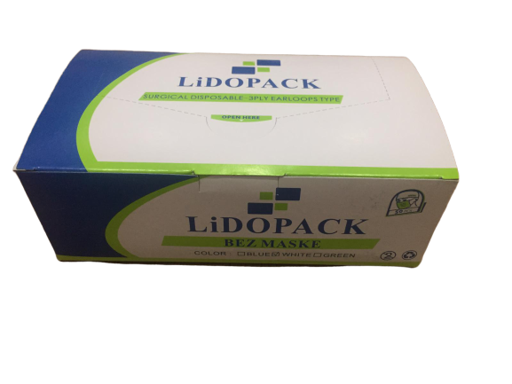 LİDOPACK Lastikli Cerrahi Bez Ağız Burun Maskesi 40 Paket (50’li, 2 Katlı,2000 Adet)