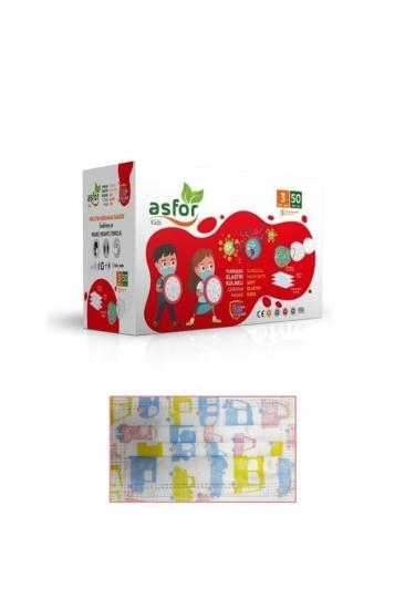 asfor Çocuk 3 Katlı Meltblown Bez Lastikli Cerrahi Maske 50’li Paket (Kırmızı)
