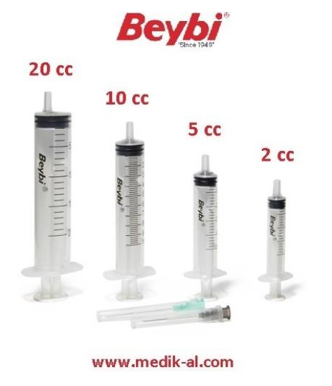 Beybi 20 cc Yeşil & Siyah Enjektör  Şırınga - 500 Adet-1 Koli