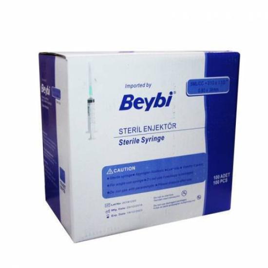 Beybi 5 cc Steril 3P Yeşil Uç Enjektör Şırınga 1800 Adet / Koli