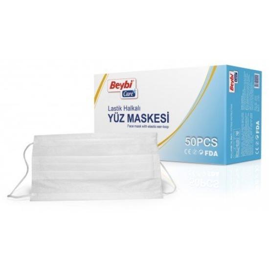 Beybi Lastikli Cerrahi Bez Ağız Burun Maskesi 1 Paket (50’li, 2 Katlı)