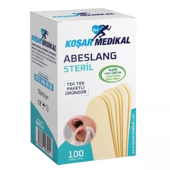 KOŞAR MEDİKAL Abeslang & Tahta Dil Basacağı & Spatula 100’lü Kutu/Paket