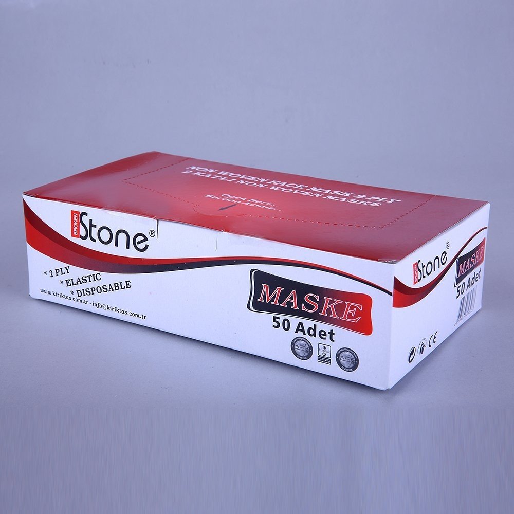 StoneLastikli Cerrahi Bez Ağız Burun Maskesi 40 PK  (50’li, 2 Katlı,2000 Adet)