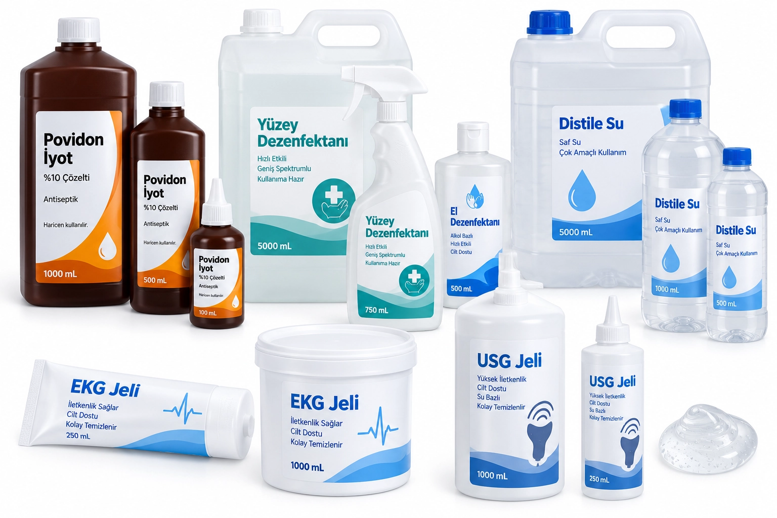Povidon İyot & Dezenfektan & Distile Su & EKG/USG Jeli